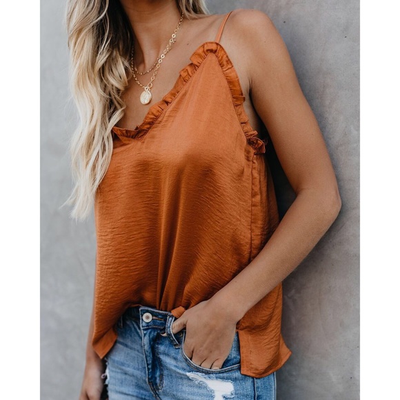 >>LAST<< Susie Satin Frill Tank - Amber - Picture 3 of 6